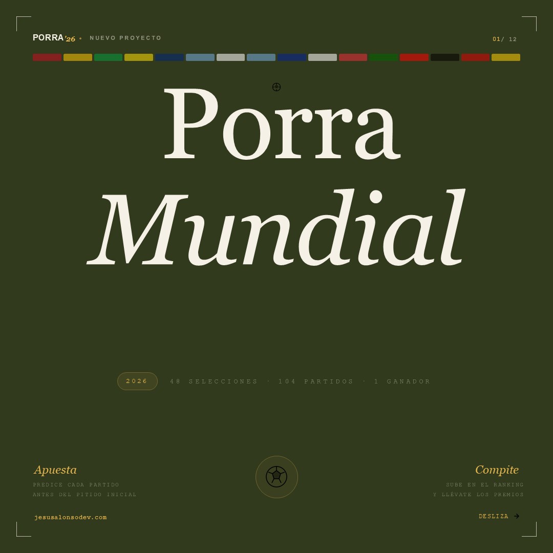 App Porra Mundial — Pantalla 1